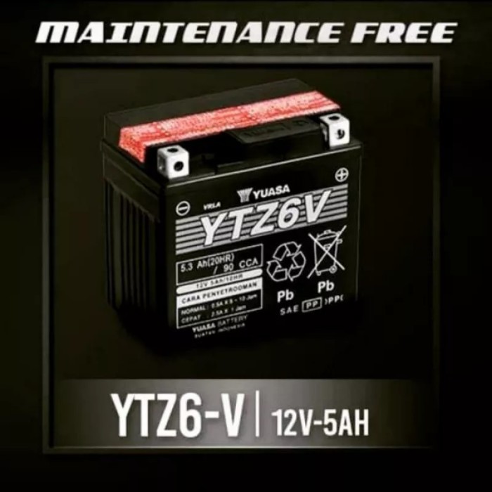 Aki Motor Honda Vario 125/150 Yuasa Ytz6V Original Aki Kering