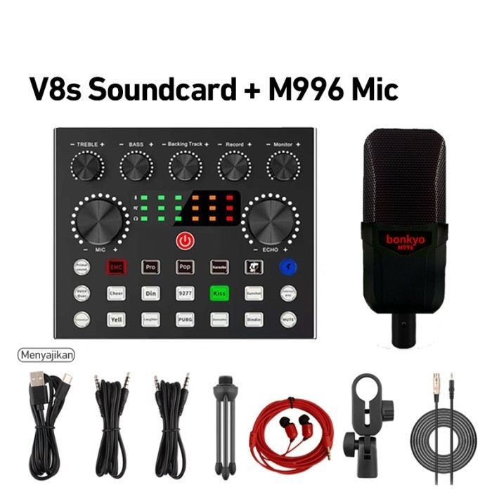 

V8S+M996+ Headphone Berkabel 3m Soundd set Audio Usb
