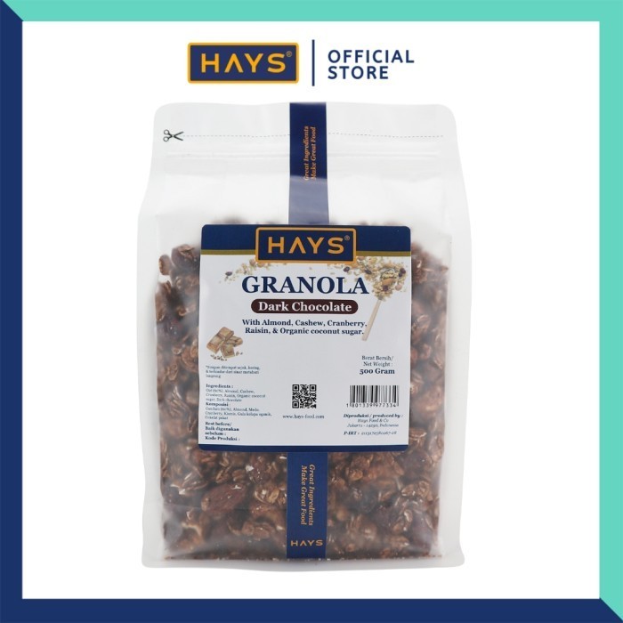 

Terlaris HAYS Granola Dark Chocolate 500 Gram / Sereal Oatmeal Cokelat SALE