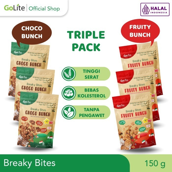 

Terlaris GoLite Breaky Bites Bunch 150g - TRIPLE Pack (Vegan Friendly) SALE