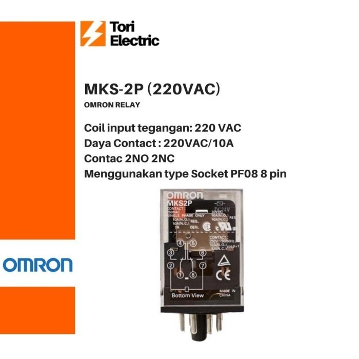 Relay Omron Mks-2P Mks2P / 220Vac 100% Ori