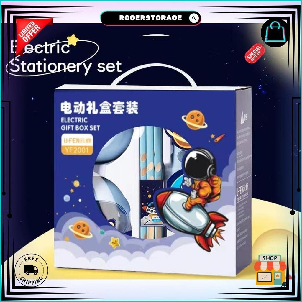 

Electric Stationery Set / Set Alat Tulis Elektrik Rautan Penghapus Vacuum Pensil 11 In 1 Promo