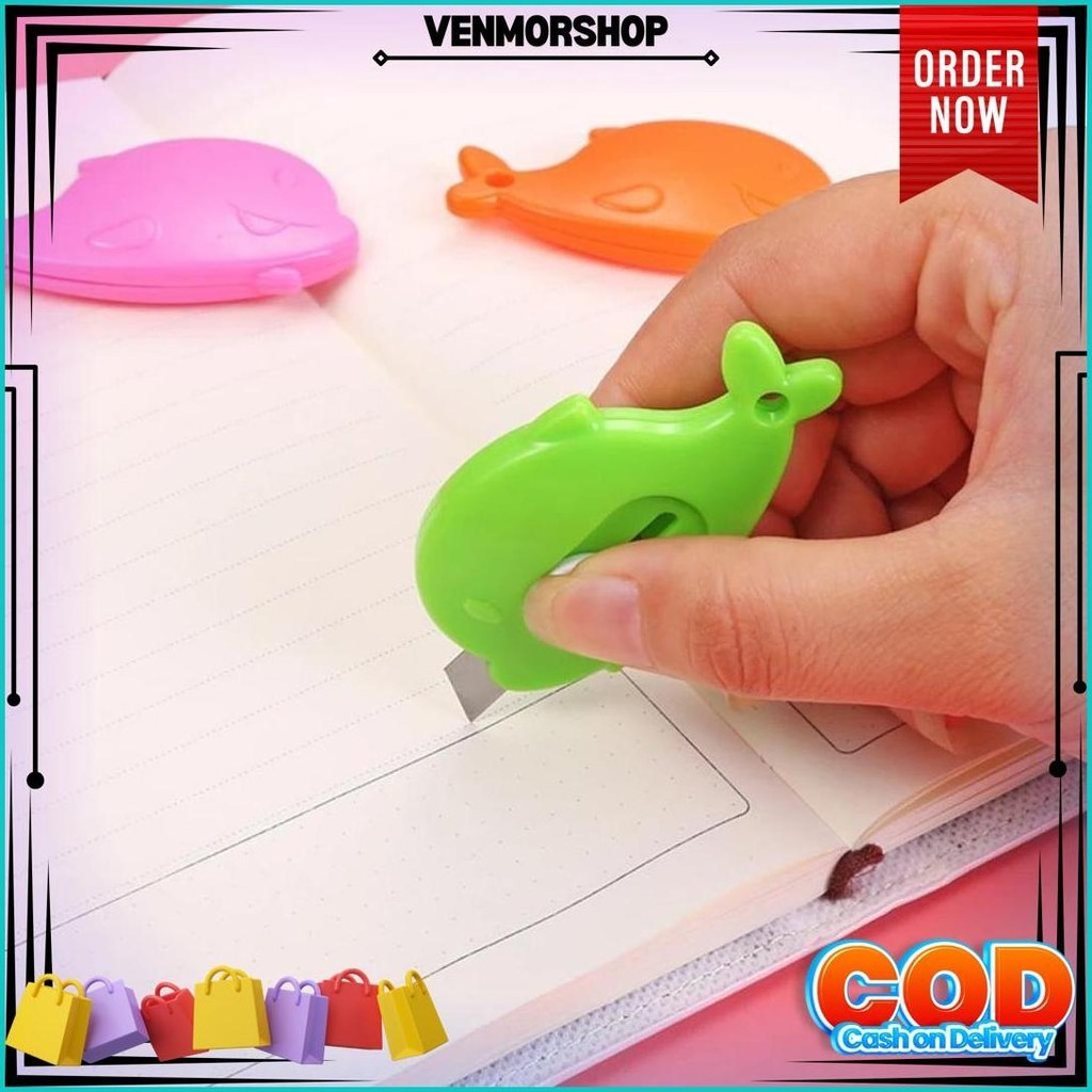 

Pisau Cutter Mini Model Awan & Dolphin Alat Bantu Potong Kertas Plastik Unboxing Paket Perlengkapan Atk Sekolah Travel Size Cloud Shape Sliding Knife Kater Kecil Lucu Cuter Best Seller