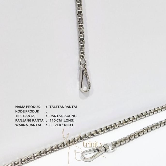 Tali tas rantai SILVER 122 cm Premium Quality