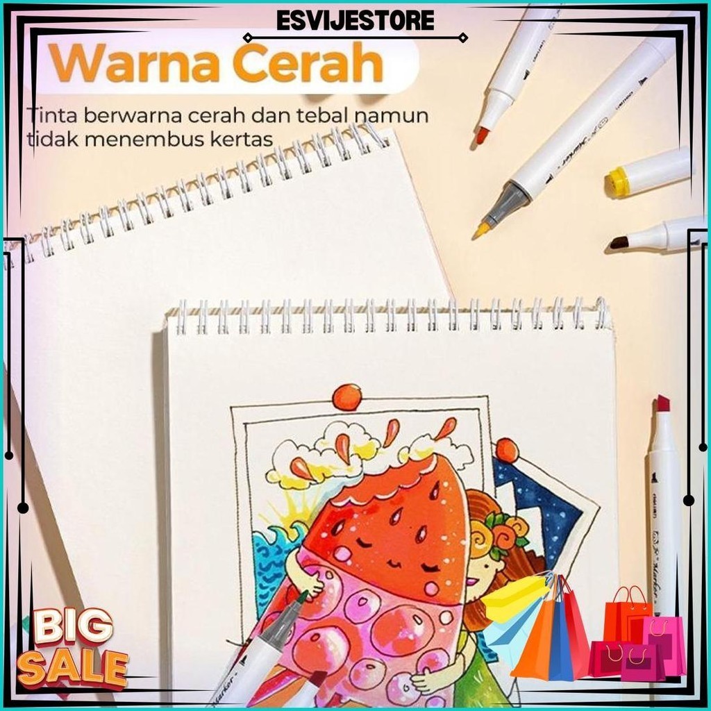

Deli Water-Based Sketch Marker / Spidol Warna Dual Tip 12 24 36 48 60 Warna Hm106 Gratis Ongkir