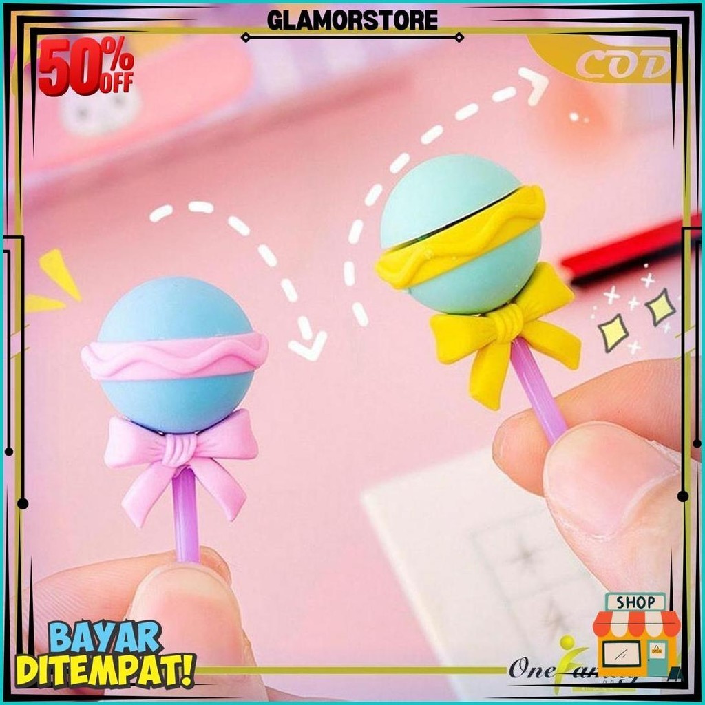 

One-A53 Penghapus Pensil Set 4In1 Motif Lolipop / Alat Tulis Penghapus Lucu Isi 4Pcs Karakter Donat Eraser Ice Cream Import Promo