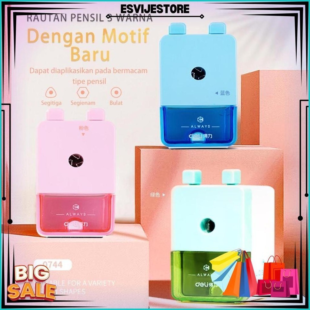 

Deli Rautan Putar / Rautan Meja 3 Warna Anti Slip, Pisau Terbuat Dari Bahan Besi Alloy 0744 Best Seller
