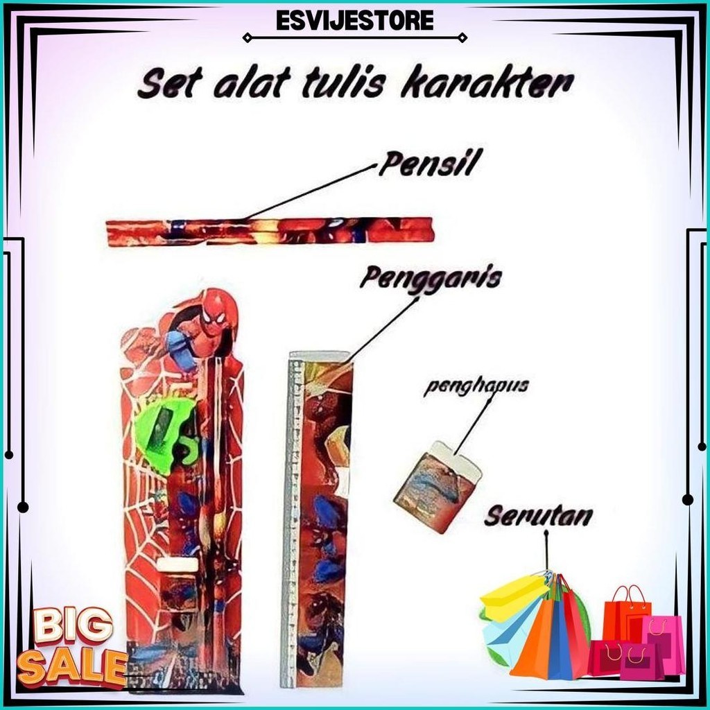 

Paket Lengkap Alat Tulis Pensil Penghapus Rautan Penggaris Bergambar Kartun / Karakter 5In1 / Mini Stationery Set Character Atk Peralatan Menulis 5 In 1 Souvenir Hadiah Kado Motif Lucu Unik Disney Doraemon Frozen Spiderman Mickey Princess [Mf] Promo