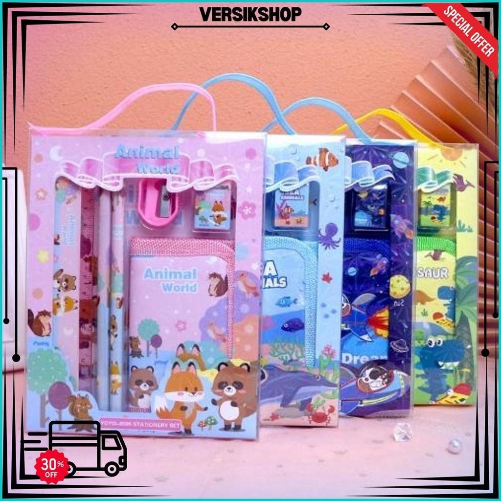 

Cod - S5926 Stationery Set / Alat Tulis Set 6 In 1 Hadiah Souvenir / Paket Alat Tulis + Dompet Anak / Alat Tulis Set Karakter Best Seller