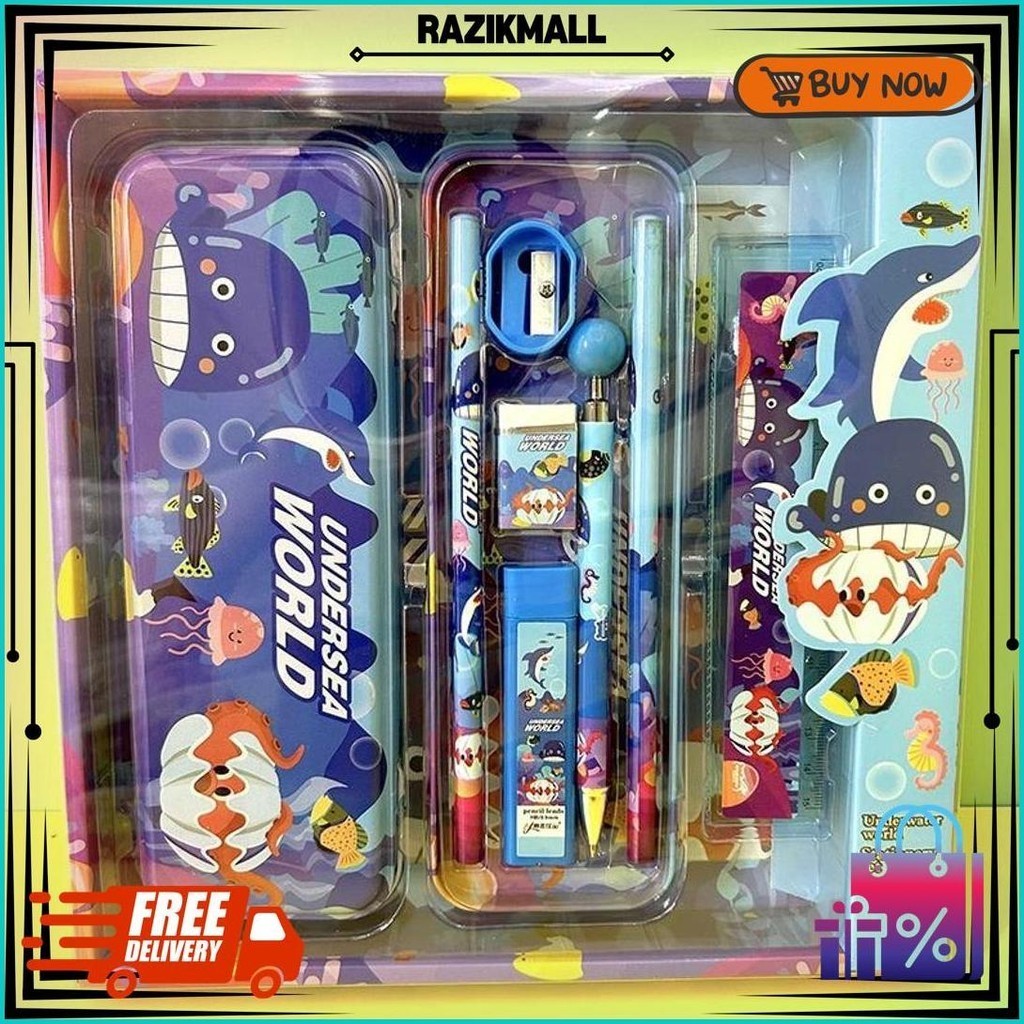 

Kotak Pensil Anak Set 7In1 Stationery Untuk Hadiah Anak Sekolah / Kotak Pensil Karakter Murah Stationery Set 8In1 / Alat Tulis Set Tepak Pensil Best Seller