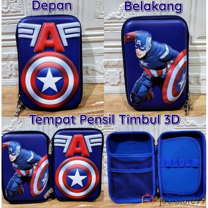 

Tempat Kotak Pensil Ala Smiggle Hardcase 2 Sisi Timbul 3D