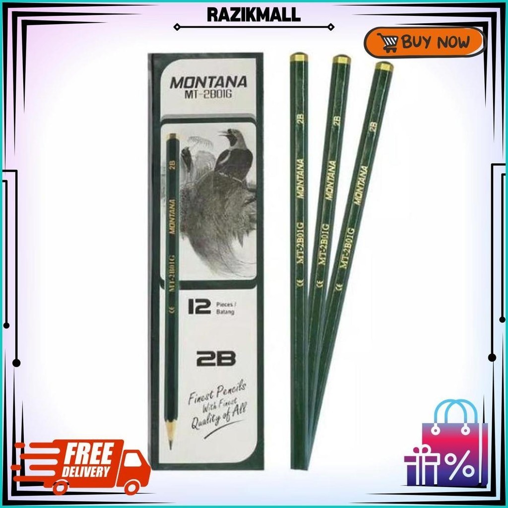 

(12Pcs) Pensil Kayu 2B Hijau Murah Montana / Prokenso Gratis Ongkir