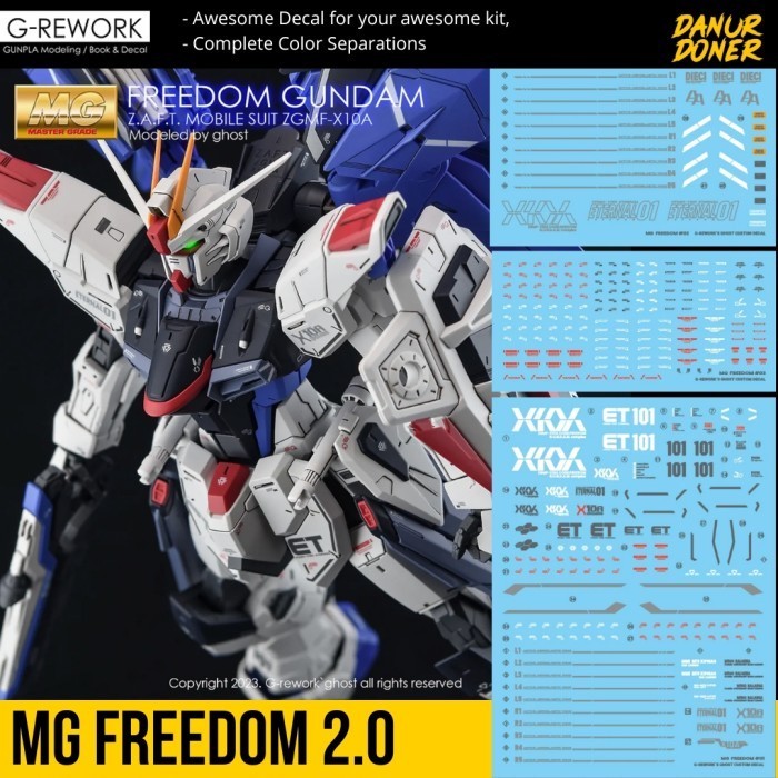 Mg Freedom G-Rework Water Decal Gundam Stiker Grework Ghost/Flame