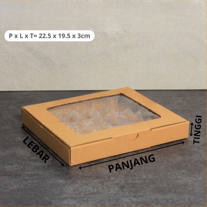 

Kardus Die Cut Kotak Nastar Box Coklat Polos size 22.5 x 19.5 x 3 cm harga per 10pcs kotak dus unggul box packaging