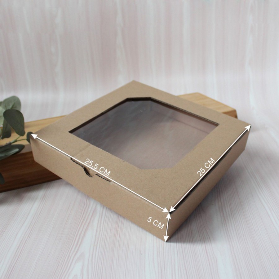

Kardus Die Cut Cake Box Kotak Kue Coklat Polos size 25.5 x 25 x 5 cm harga per 10pcs kotak dus unggul box packaging