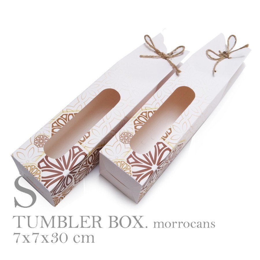 

[HARGA 10PCS] Tumbler Box Ivory Maroco Botol Souvenir Box Kotak Dus Botol hampers Kondangan Sovenir my bottle Ulang tahun 7x7x30cm kotak hampers packaging