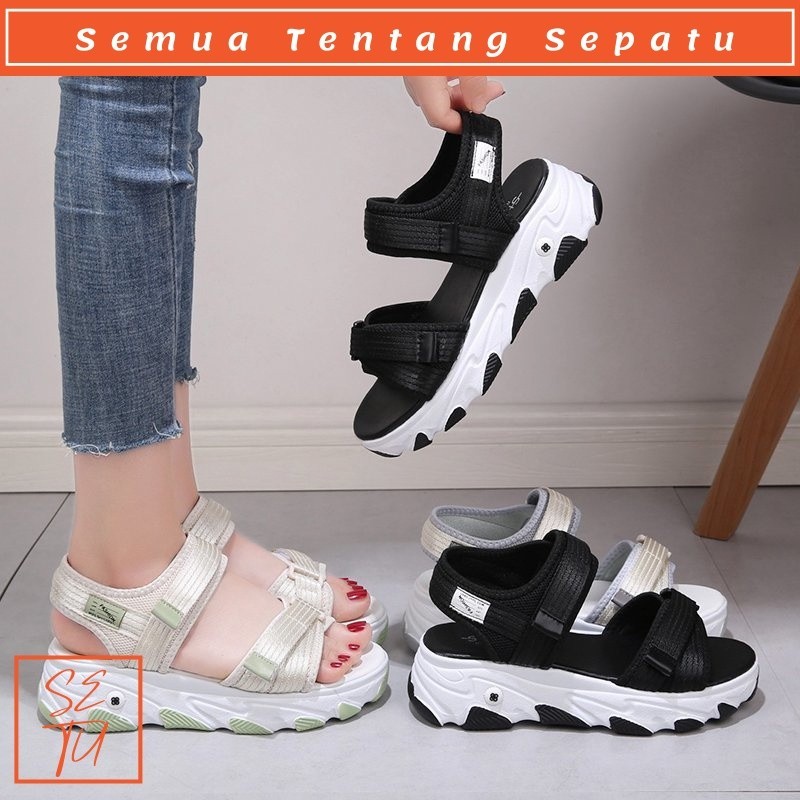 Sandal Slop Wanita // FREE KOTAK SENDAL HANGOUT TINGGI SEPATU WANITA SNEAKERS IMPORT SANDAL GUNUNG