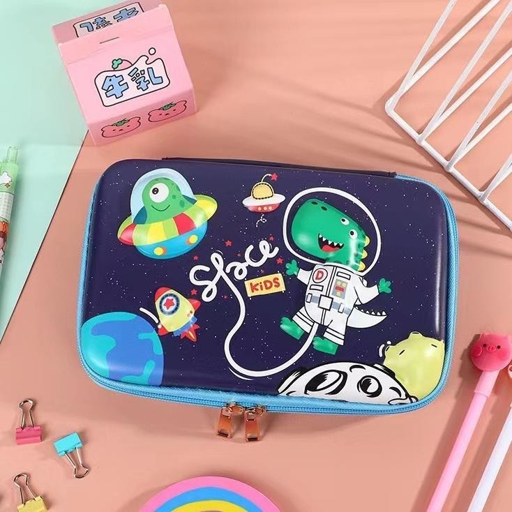 

Tempat Kotak Sil Pul 3D Timbul Eva Unicorn Dinosaurus Astronot 22Cm Anak Sekolah / Cil Case Waterproof Jumbo Besar Sggle Laki-Laki Perempuan