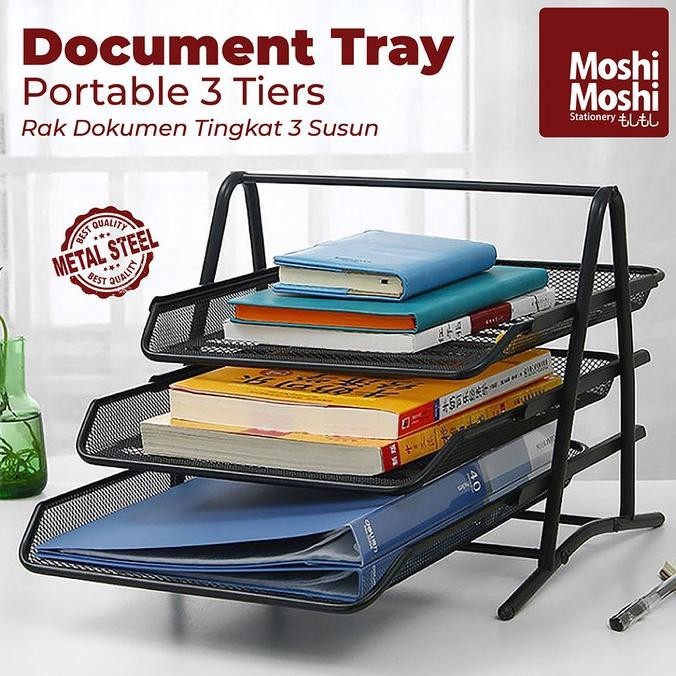 

Document Tray Desk Storage Rak Kertas File Dokumen 3 Susun Jaring Besi