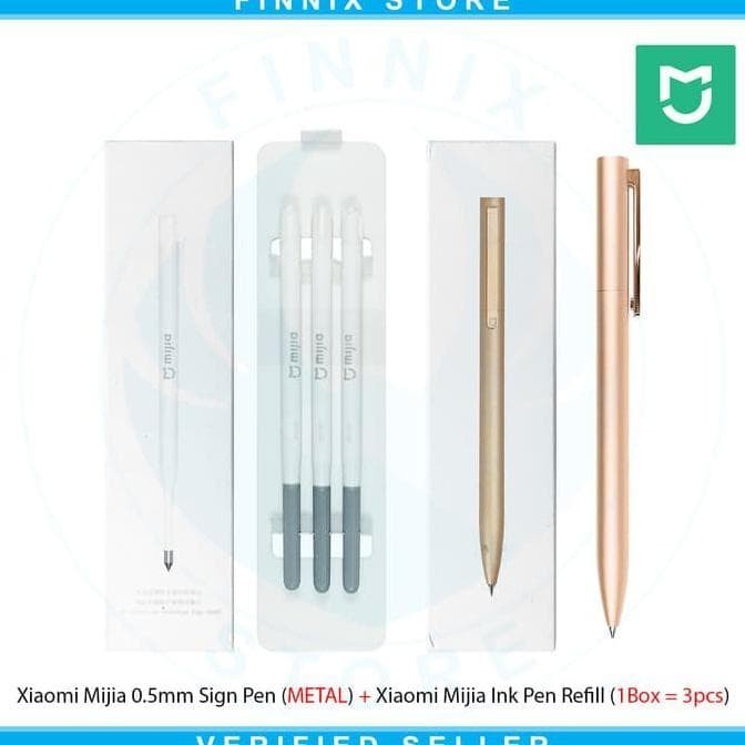 

Ready Xiaomi Mijia Sign Pen Pulpen + Mijia Ink Pen Refill (Metal) - Gold
