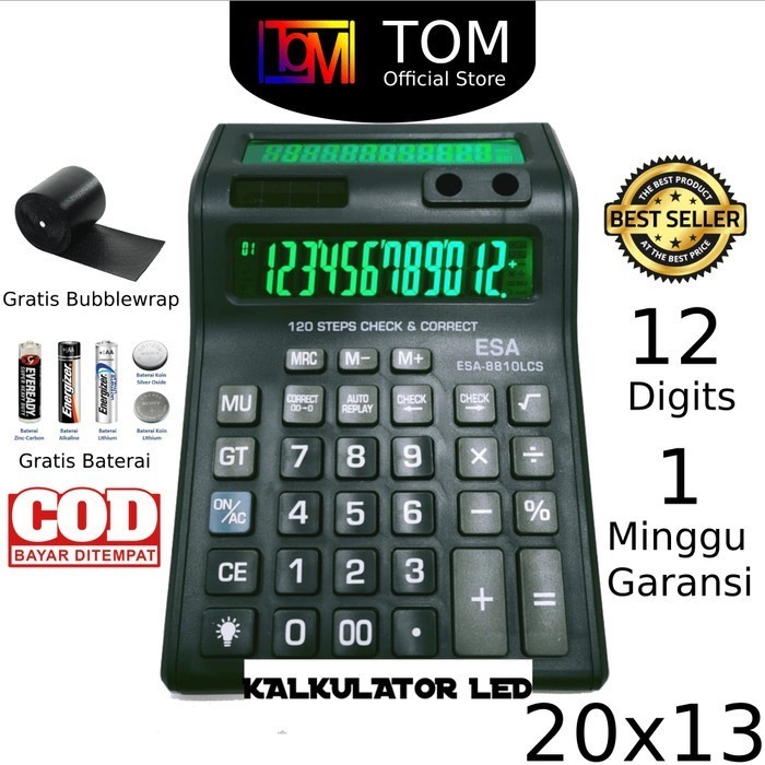 

Ready Kalkulator 2 Layar Digital LED 12 Digit ESA 8810 - Calculator Check