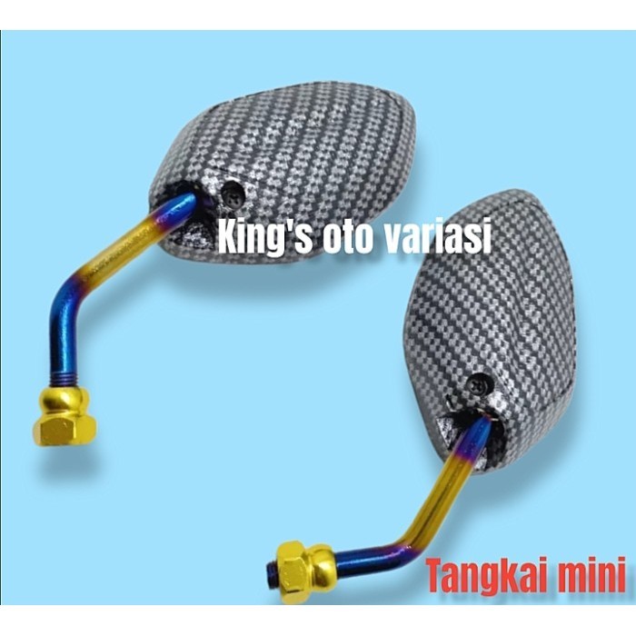 Spion Beat Variasi Carbon Twotone Tangkai Mini Universal Motor Honda