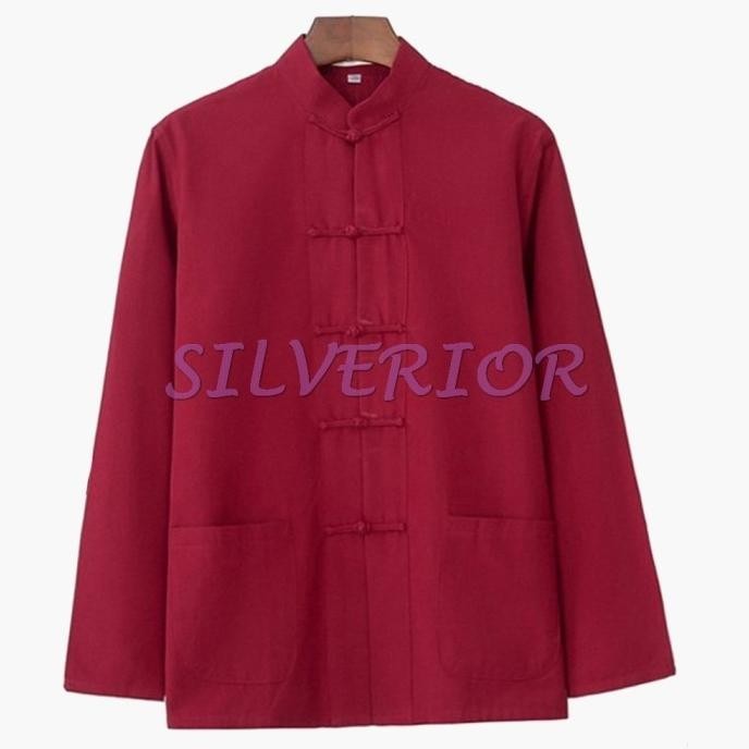 Baju Tradisional Cheongsam Cina Oriental Pria Laki Lelaki Dewasa Merah