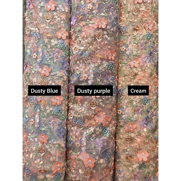 Tile Bordir Brokat Bunga 3D Timbul Multicolor Varian