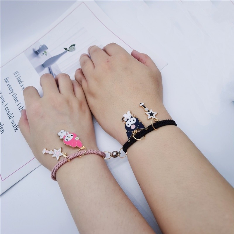 AZ119 2 Pcs Gelang Magnet Kuromi + Melody/1 Pasang Gelang Couple Magnet Gelang Tali Couple Magnet At