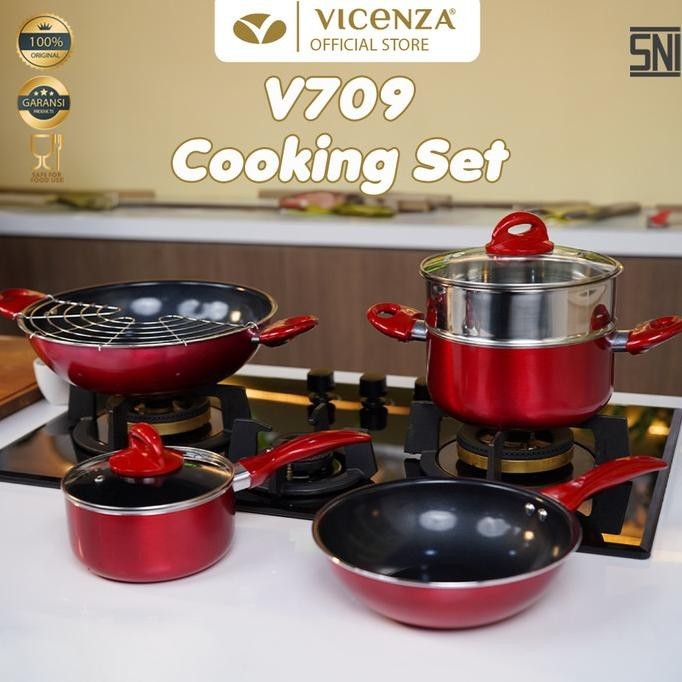 [Ready Stock] Vicenza Cookware Set Peralatan Masak Praktis V709