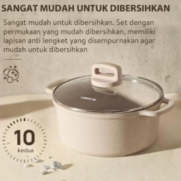 [New] Carote Set 7 Pcs Pantone Fry Pan Deep Saucepan Casserole Plus Tutup
