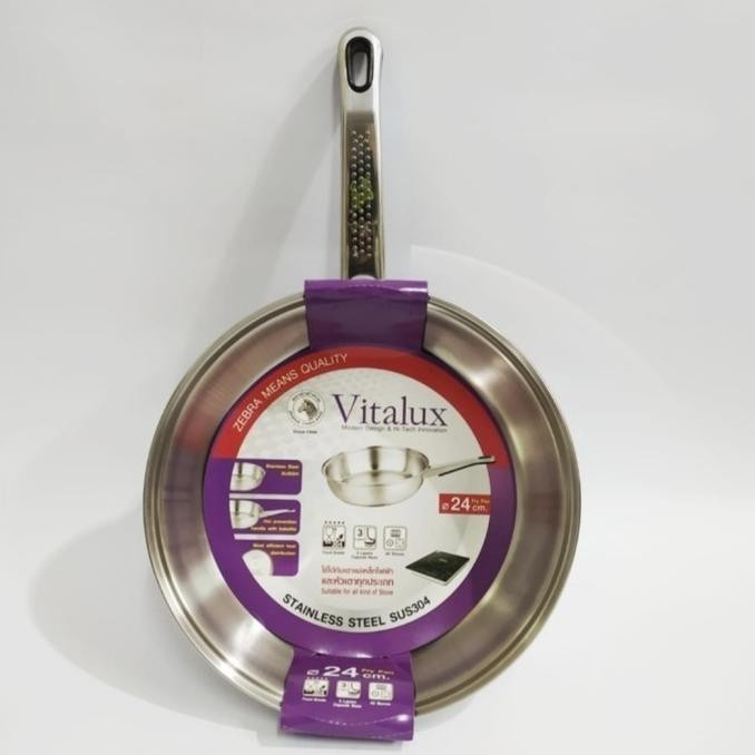[Promo] Promo Fry Pan Zebra Vitalux Stainless Steel 24 Cm 175325 Wajan