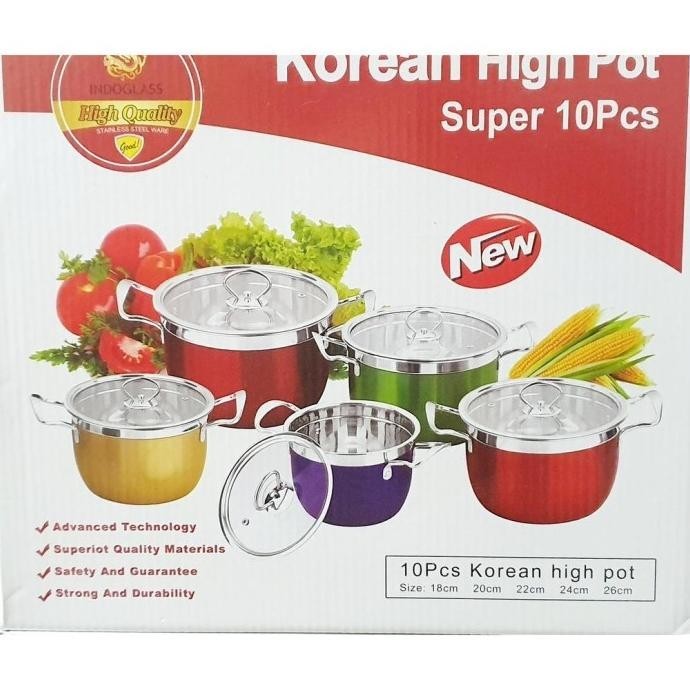 [Ready] A1 Panci 5 Set Warna Warni Korea Pot Multiuse Stainless Steel 5 Panci