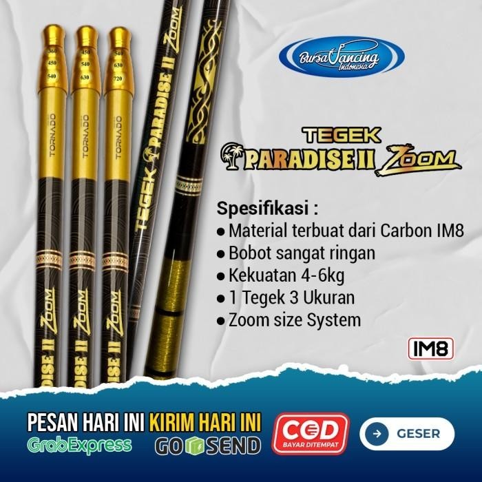 Bundling Tegek Paradise II Zoom & Senar Mono Paradise Predator 150 M Premium