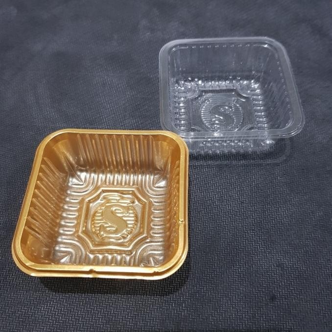 Tray Mika Mooncake Kotak Mika kue Bulan + Plastik Cookie Kue Pia 100pc