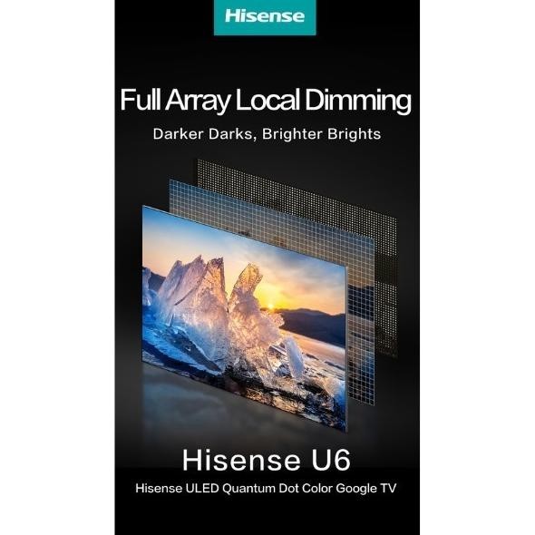 [Ready] Hisense Uled Tv 55 Inch 4K Smart Bezelles Design-Dual Band Wifi- 55U6G