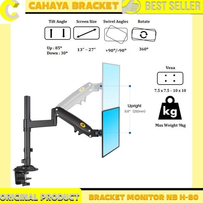 [New] Bracket Monitor Braket Monitor Meja Pc 22''-35'' Gas Spring Monitor