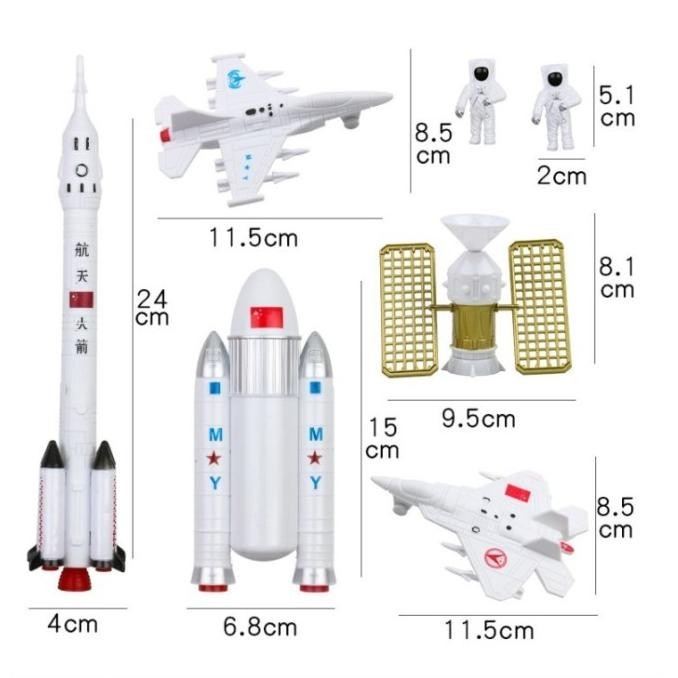 Topper Figure  Cake ROCKET Hiasan  Motif Roket Astronot Space Set 7pcs