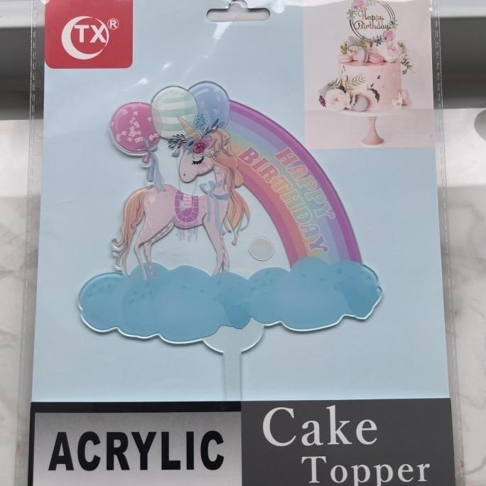 Cake Toper Acrylic Hiasan Kue Topper kue Ulang Tahun UNICORN BALON