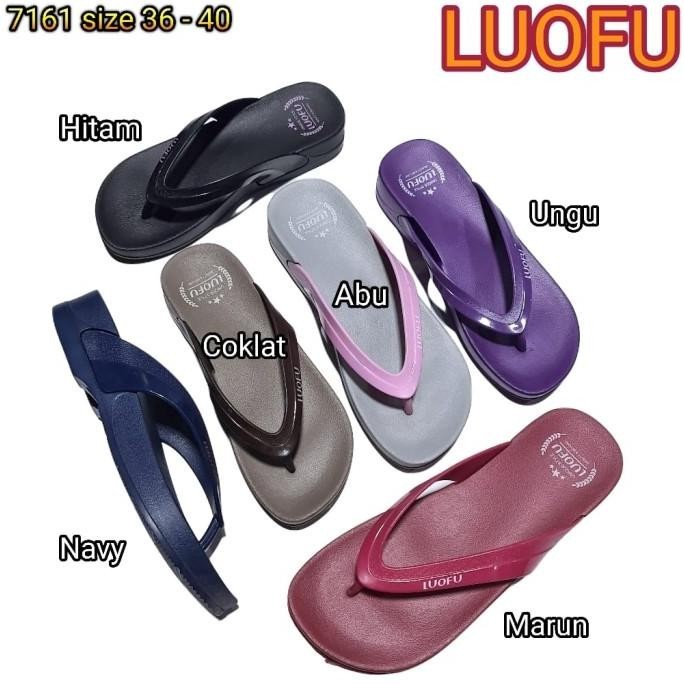 7161 Luofu Original Sandal Wanita Jepit Karet Cewek Sendal Import