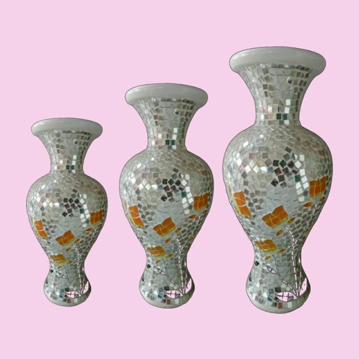 Gra Vas Bunga - Guci Vas Bunga Mozaik Tempel Kaca - Guci Vas Mozaik 1 Set