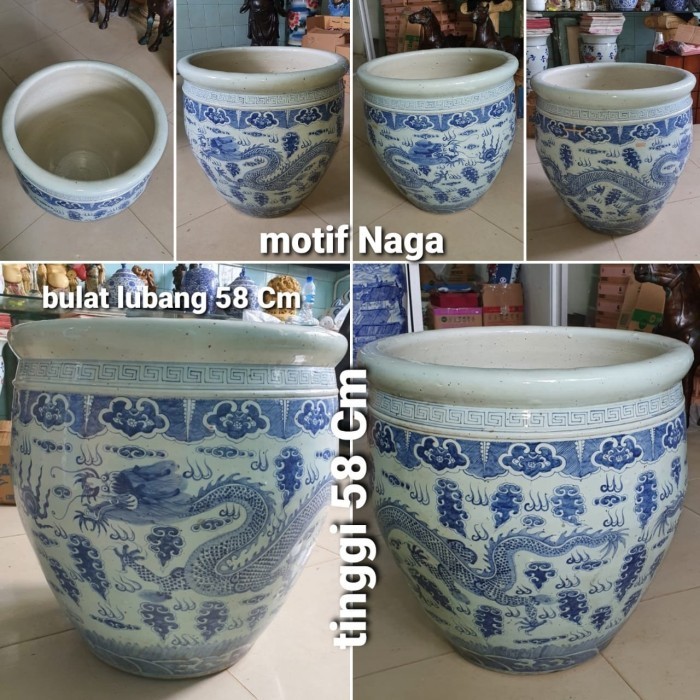 Gra Guci Antik Guci Keramik Import Motif Naga Bulat
