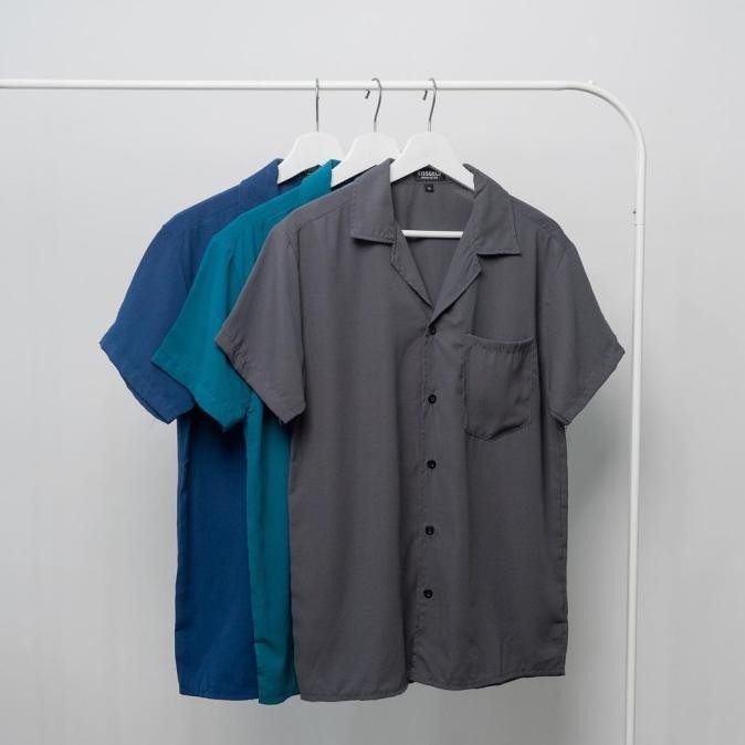 Kemeja Polos Pria Lengan Pendek Kemeja Ribsgold Amarine