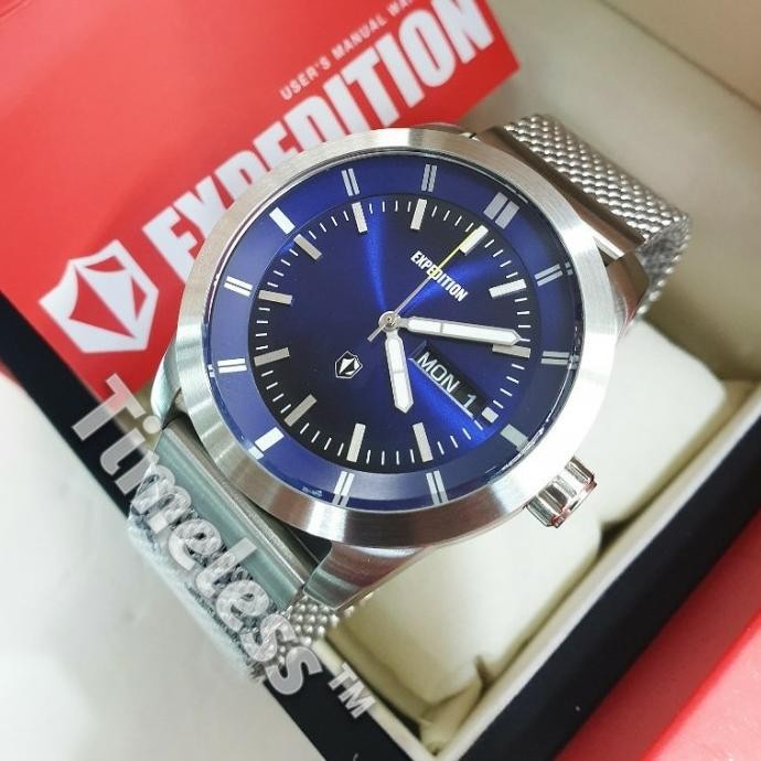 [Garansi] Jam Tangan Pria Expedition E 6773 M Silver Blue Steel