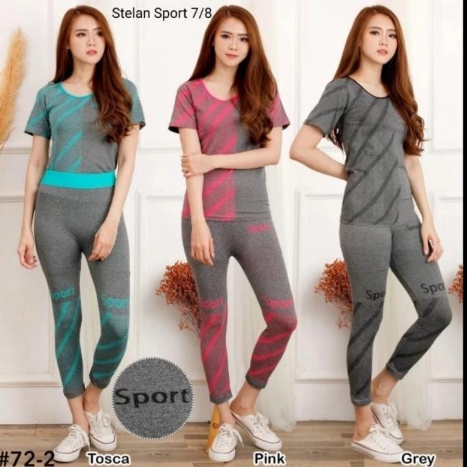 Setelan baju senam aerobik/ fitness olahraga import wanita terbaru