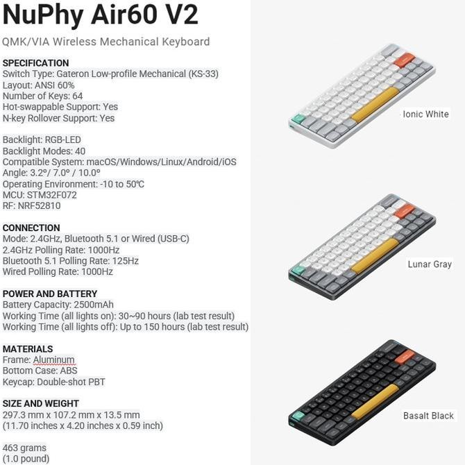 Nuphy Air60 V2 Wireless Mechanical Keyboard