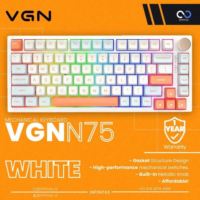Vgn N75 / N-75 Rgb Hotswap Gasket Mount 75% Mechanical Keyboard