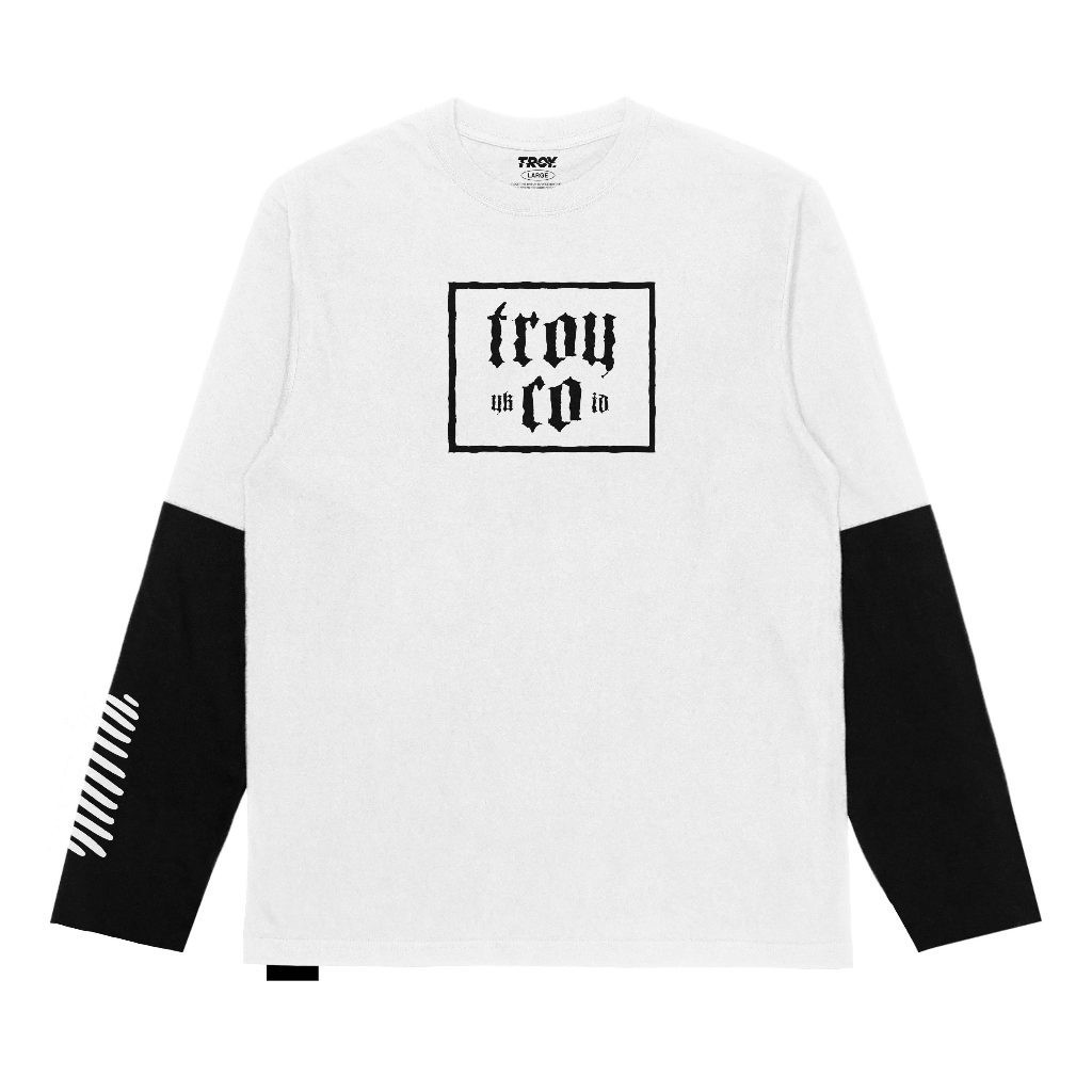 Troy Company Double Layer Longsleeve Tshirt Putih Hitam YK ID DS 2562