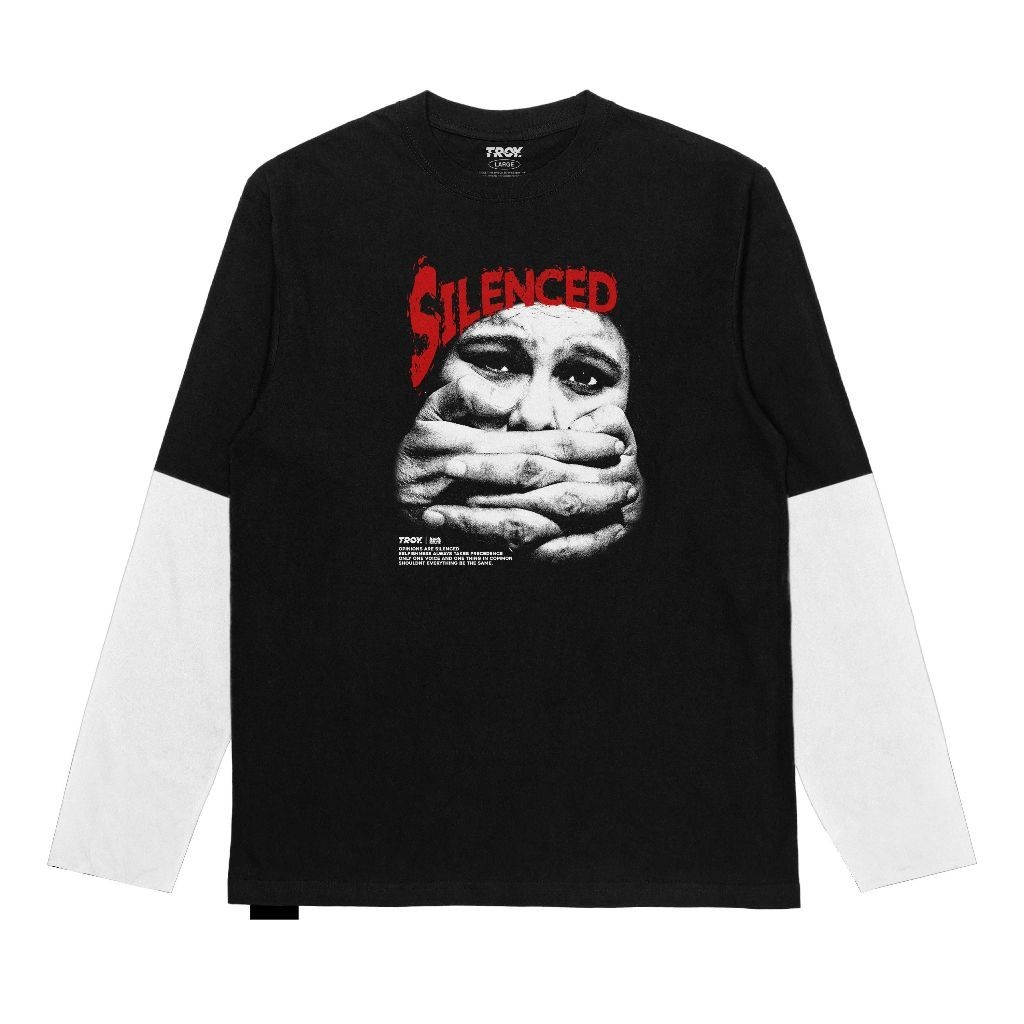 Troy Company Double Layer Longsleeve T-shirt Hitam Putih Silenced DS 2484