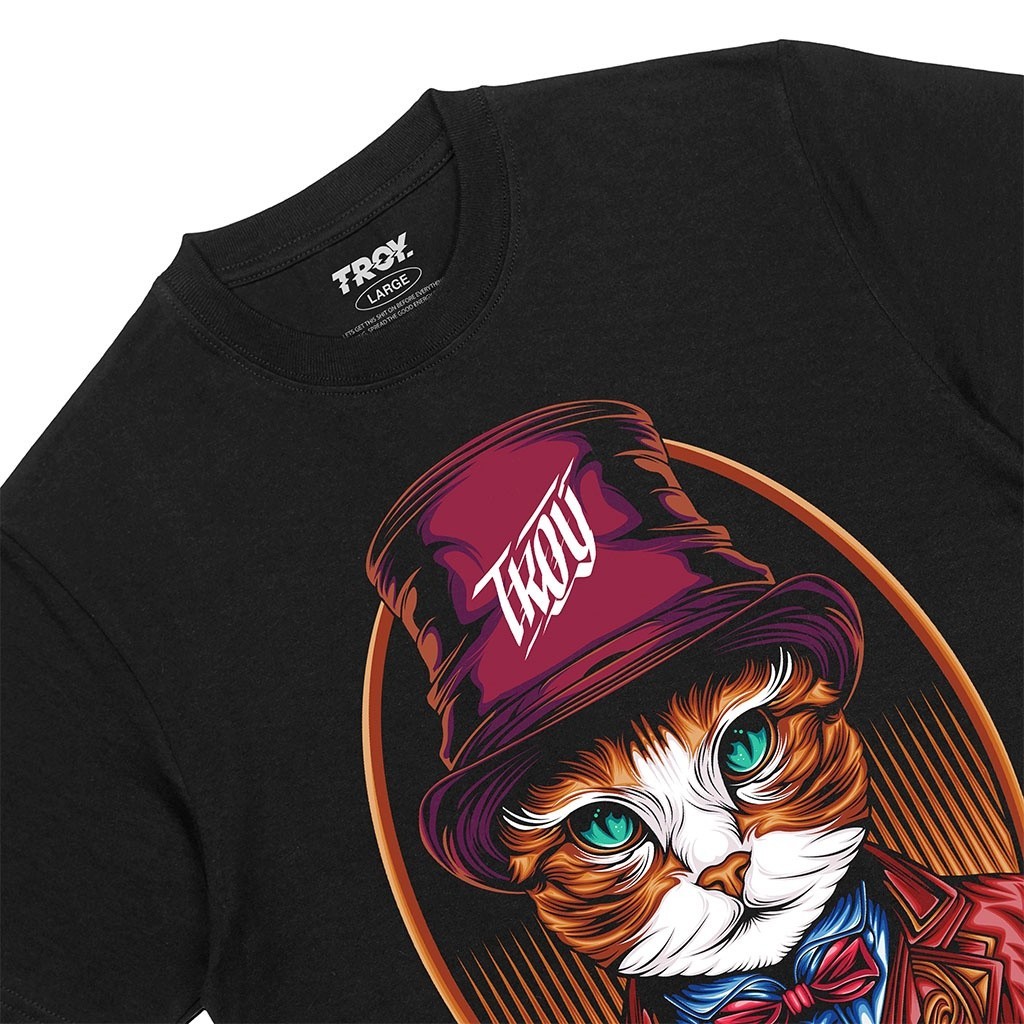 Troy Company Tshirt Regular Black Cat Magician - Kaos Pria Hitam MT 2363